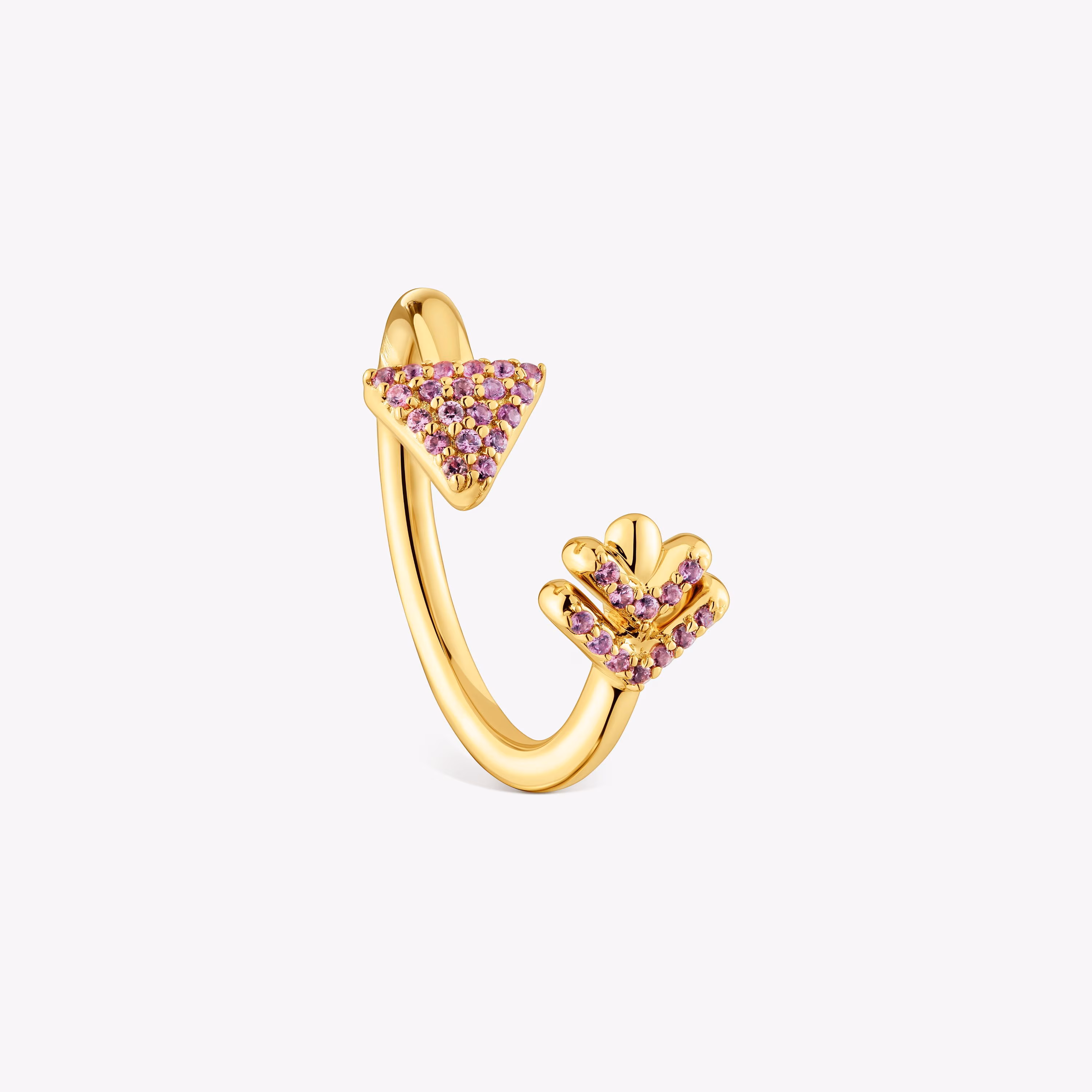Anillo abierto con baño de oro 18 kt sobre plata y rodolitas TOUS Flechazo