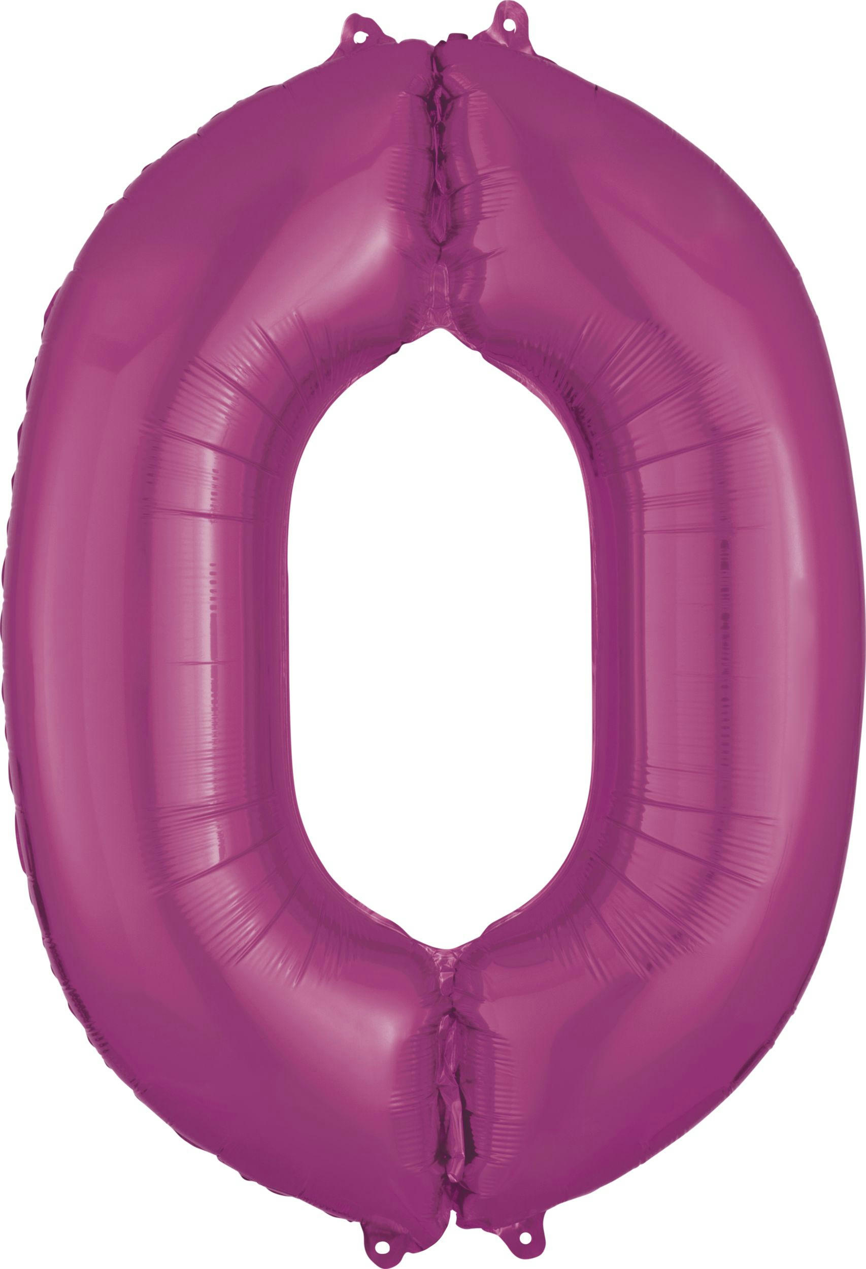 0-9 Numbers Satin Foil Balloon, Pink, 34-in, Helium Inflation & Ribbon Included for Birthday/Graduation/New Year's Eve/Anniversary