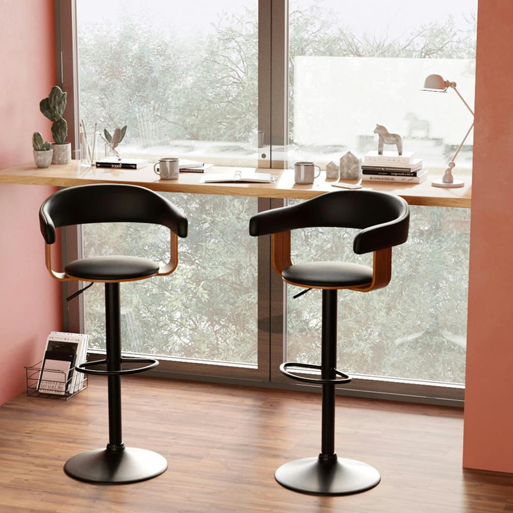 HAROLD - Chaise de bar réglable 62/84 cm en cuir synthétique noir