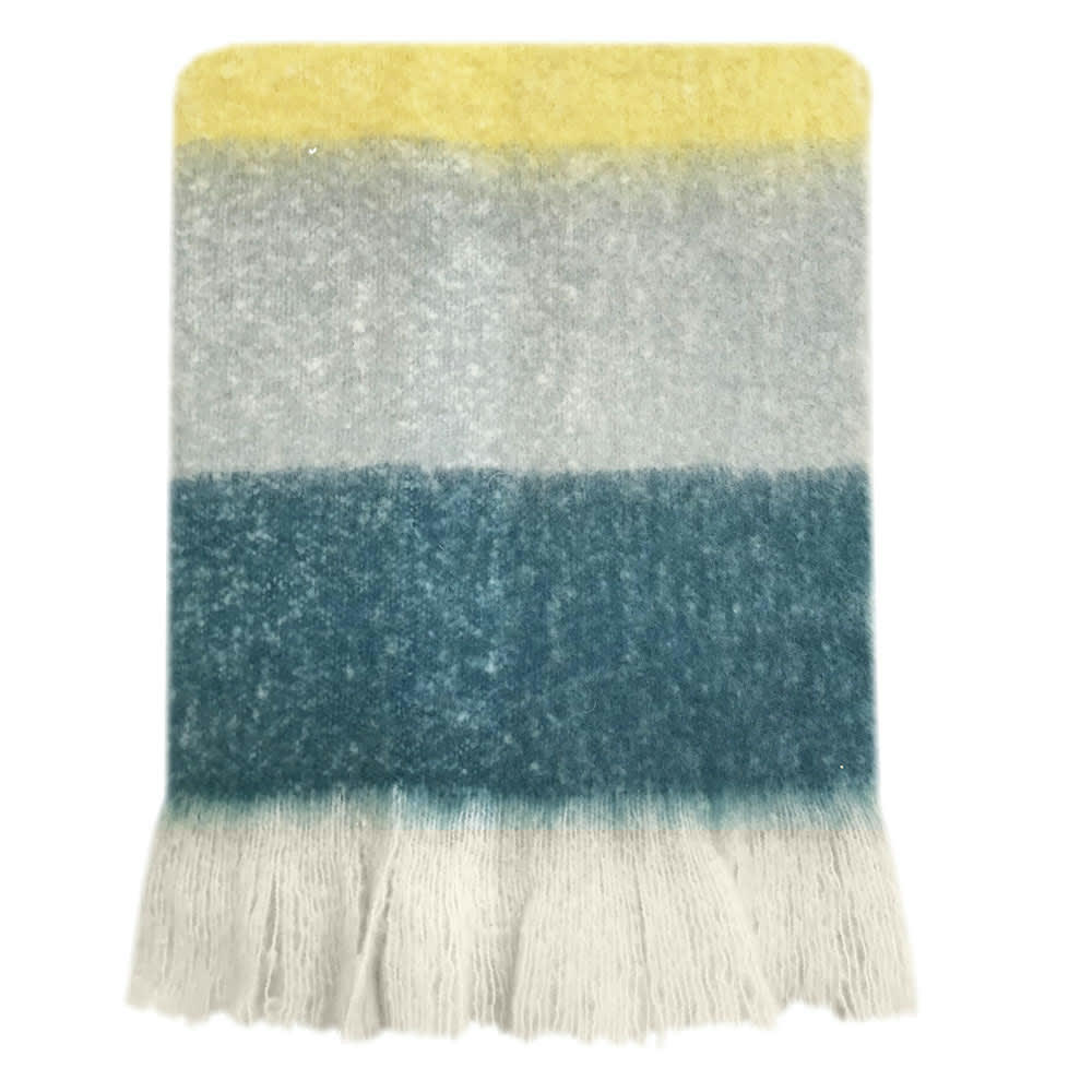 MOHAIR - Plaid bleu plomb foncé 125x150