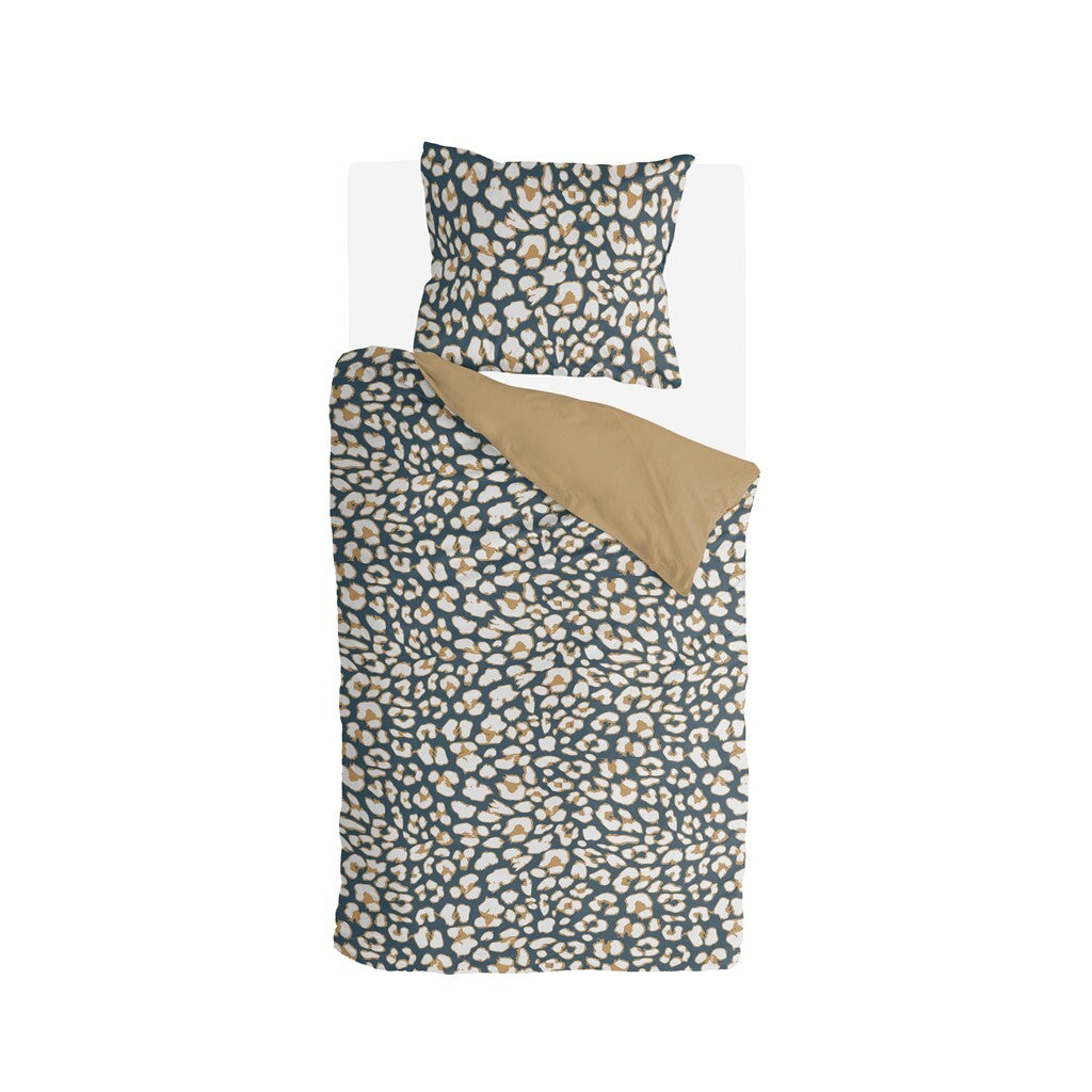 Byrklund - Dekbedovertrek Lazy Leopard - 140x220 cm - Okergeel