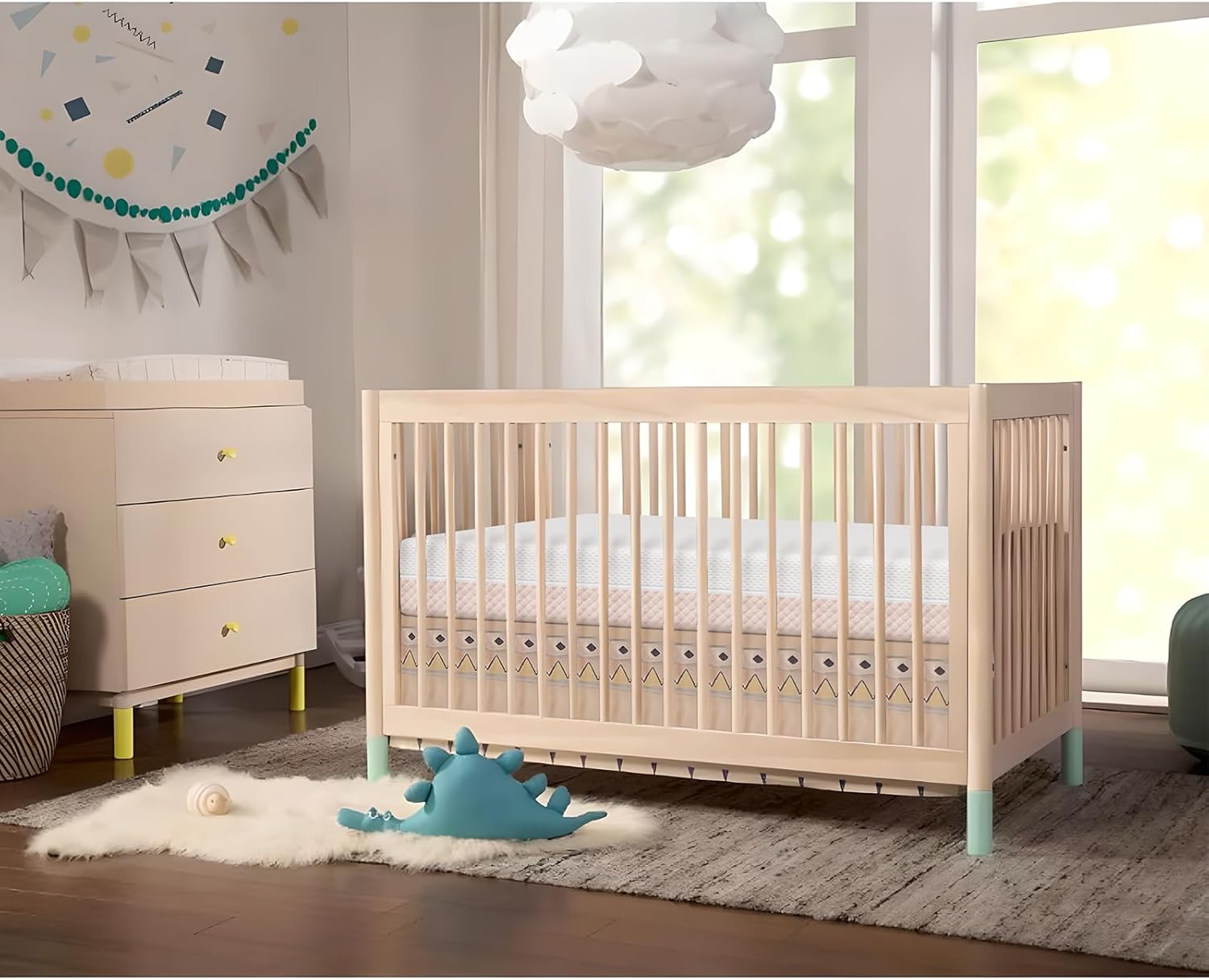 Dourxi Crib Mattress, Dual Sided Comfort Memory Foam Toddler Bed Mattress, Triple-Layer Breathable Premium Baby Mattress for Infant and Toddler w/Removable Outer Cover - White&Pink