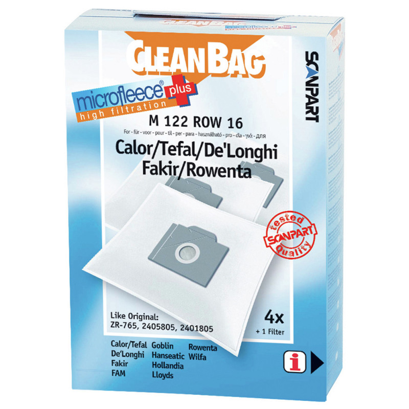 Sac pour aspirateur Calor/Tefal/Rowenta M122ROW16 4 pièces