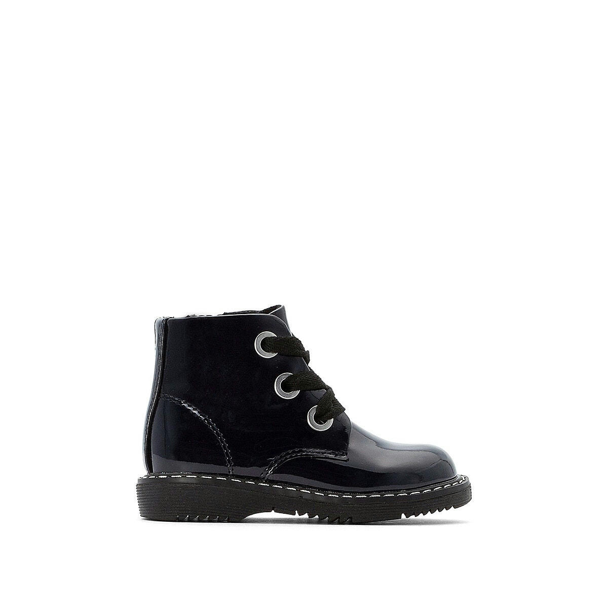 Bottines zippées vernies à lacets