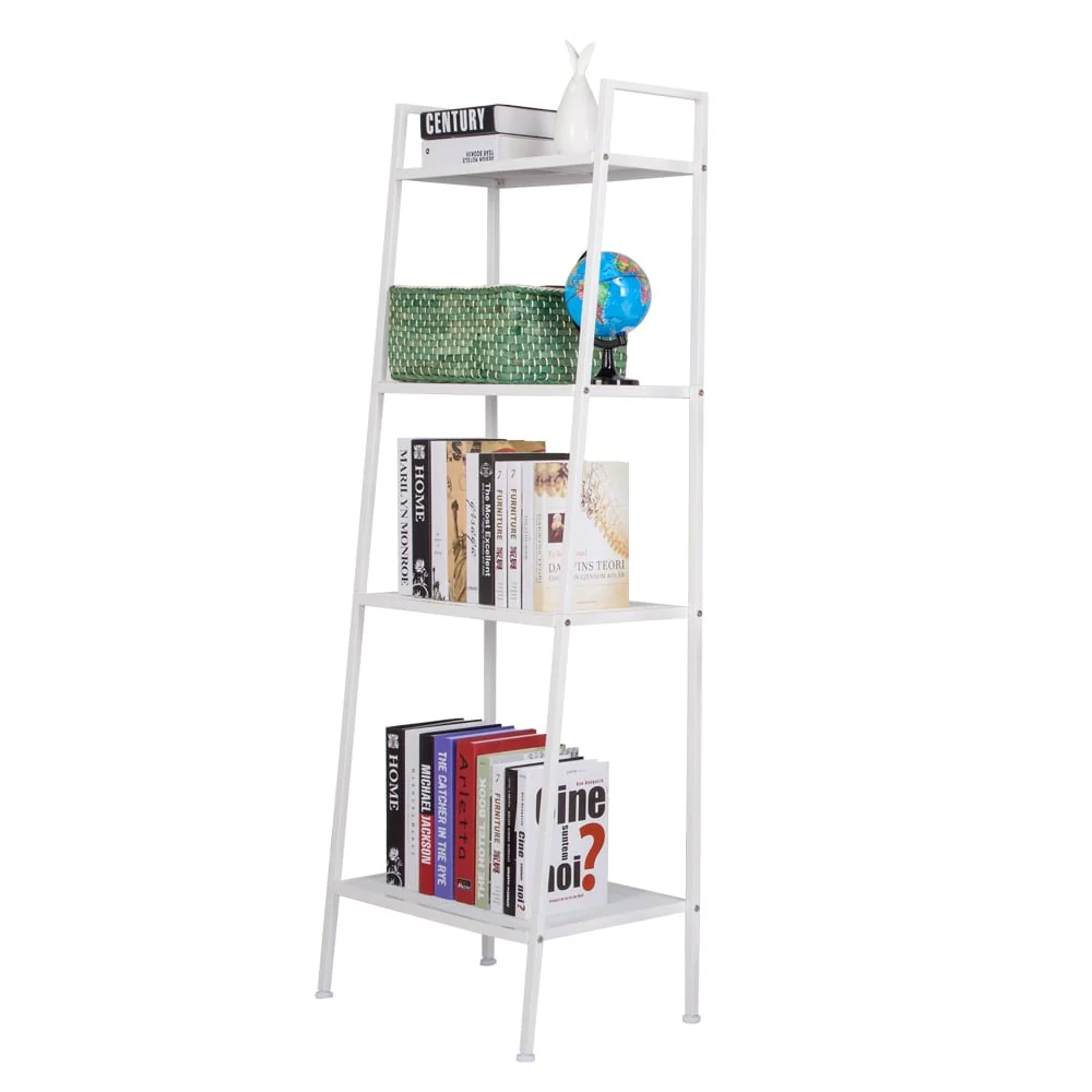 4 Tiers Widen Iron Bookshelf Ivory White