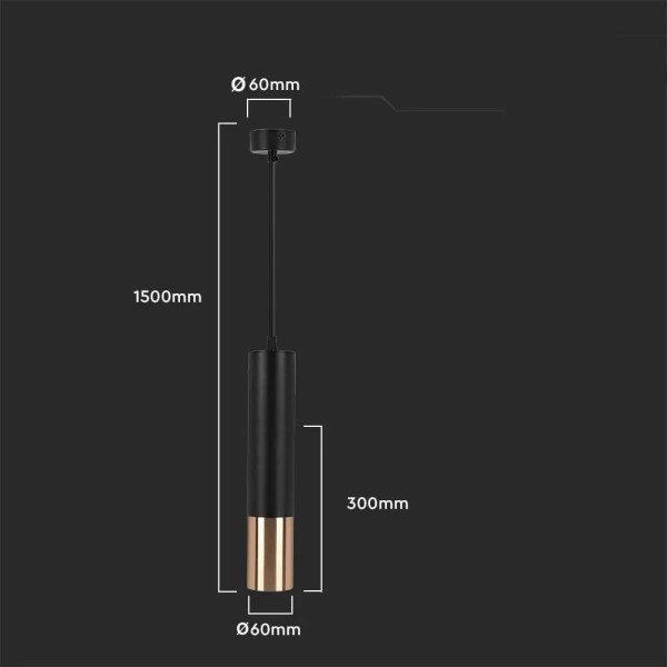 Lampa wisząca czarna VT-977 1xGU10x10W wym: 150x6x6 cm V-TAC