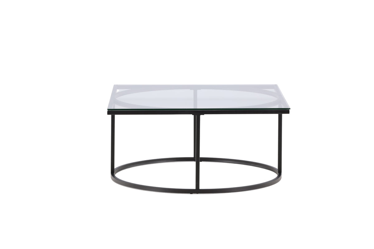 Rebellenclub Salontafel Glesborg - 90 x 90 cm - zwart met glas