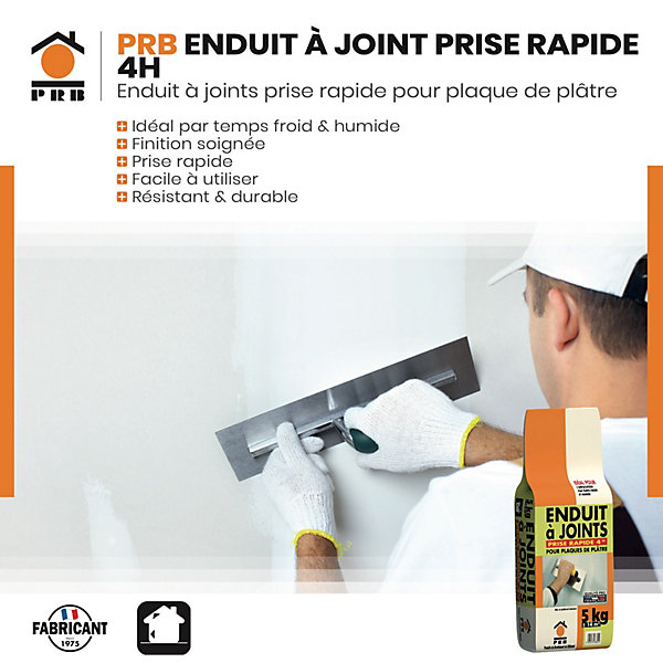 Enduit à Joint Prise Rapide 4h 5kg - Lissage et Finition Ultra-Rapide - Travaux de Rénovation Intérieure