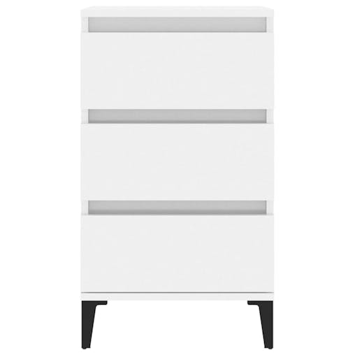 NNEVL Bedside Cabinet High Gloss White 40x35x70 cm Engineered Wood