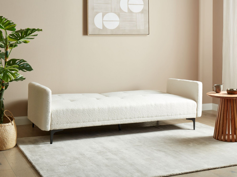 Sofa kanapa funkcja spania złamana biel boucle
