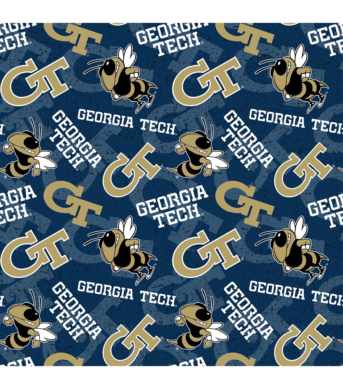 Georgia Tech Yellow Jackets Cotton Fabric Tone on Tone