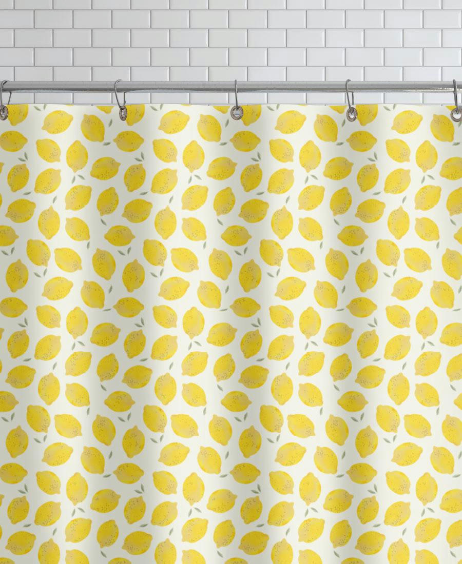 LEMON - Rideau de douche en polyester en jaune &  150x200