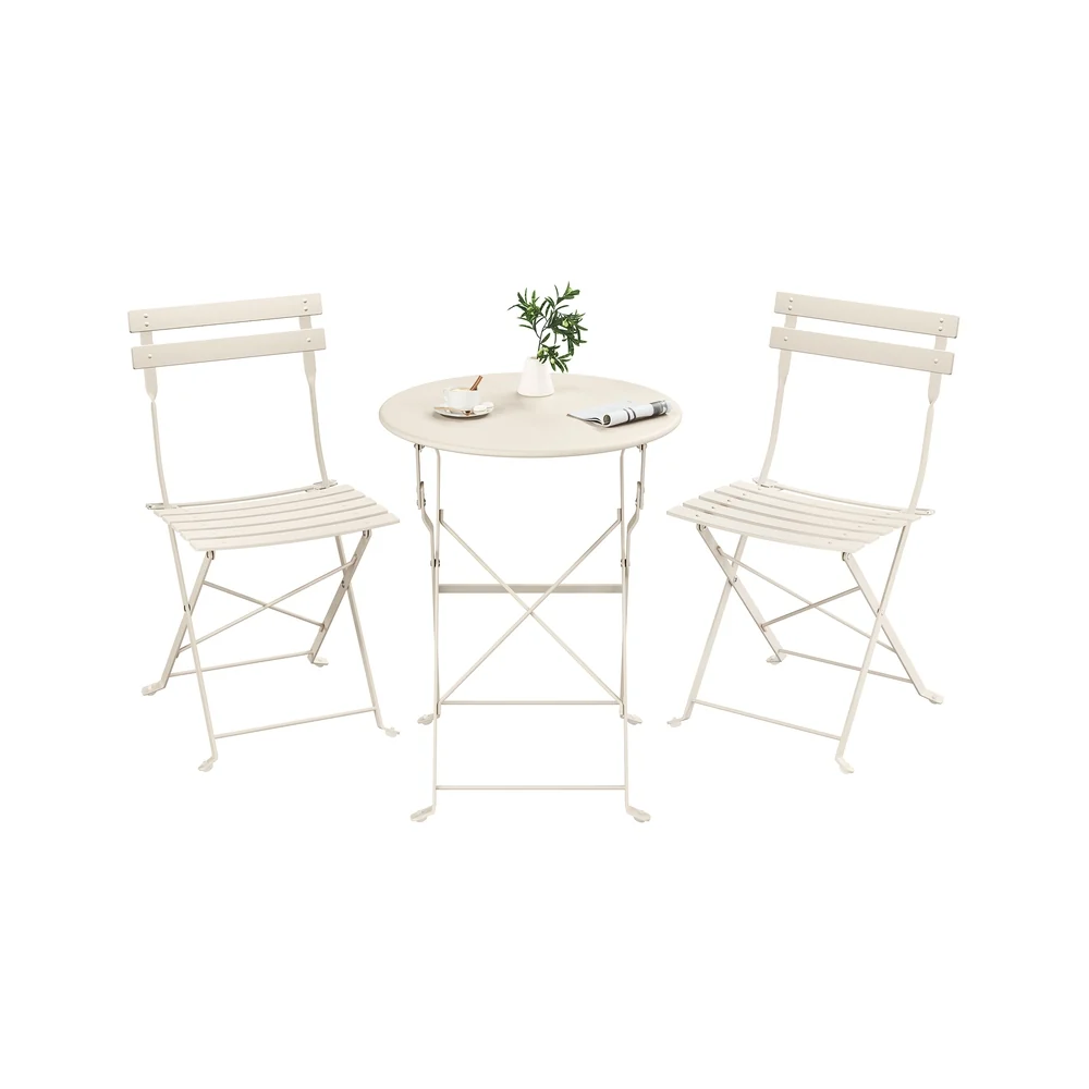 Set de table et chaises de jardin en acier pliant