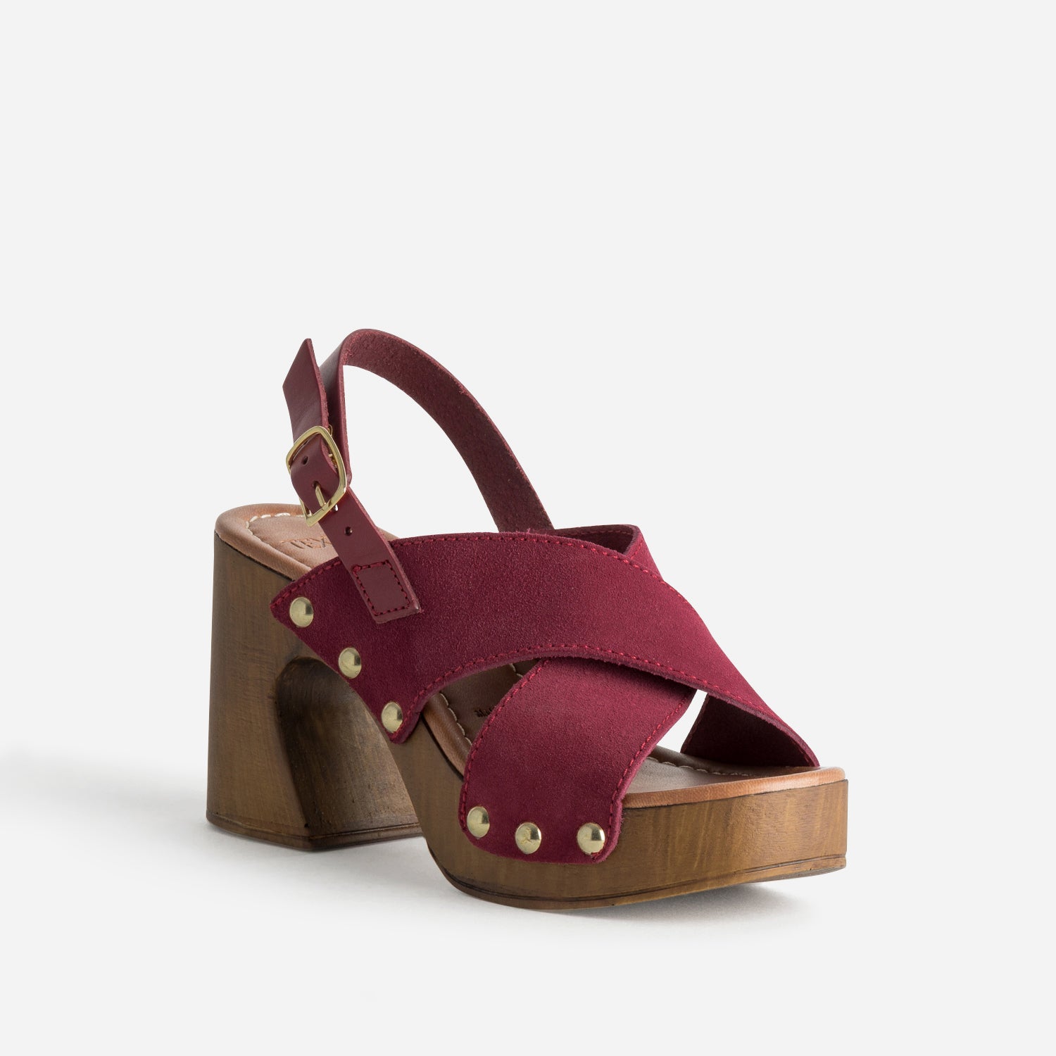 Sandale TEXTO bordeaux cuir velours