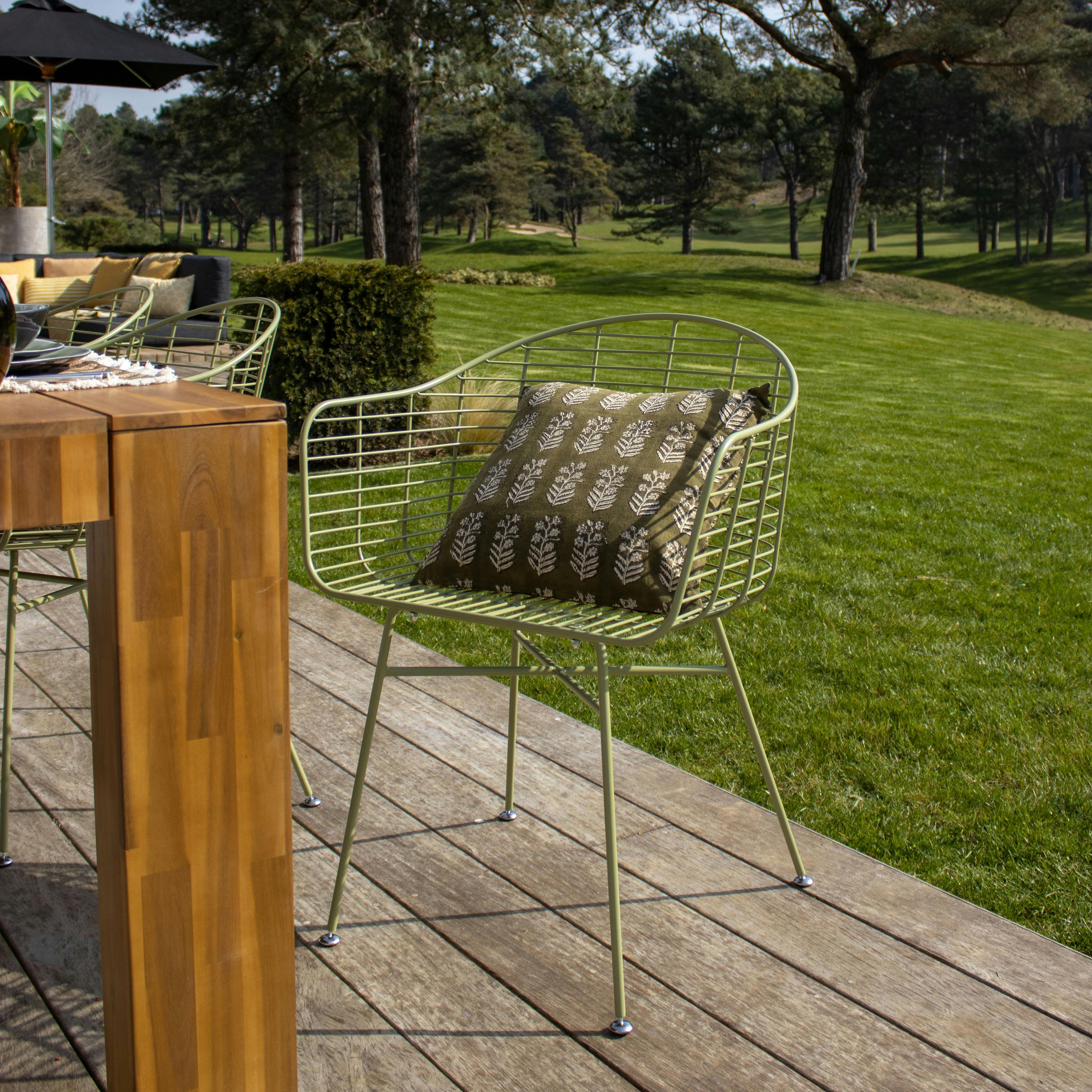 SOHO - Lot de 2 fauteuils de table extérieur en métal vert