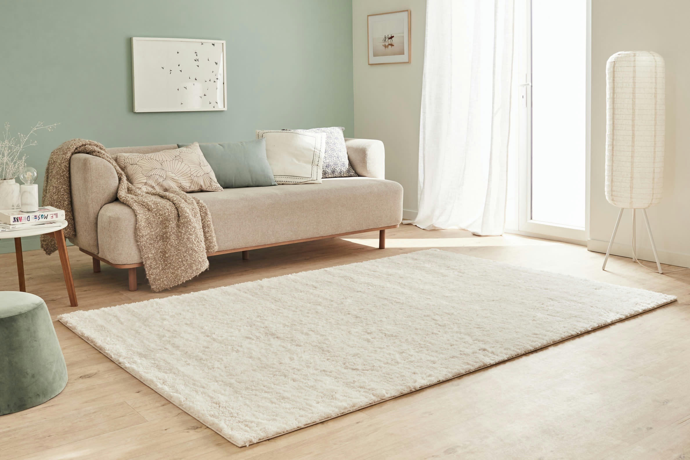 OSLO - Tapis shaggy abstrait style moderne beige - 200x290 cm
