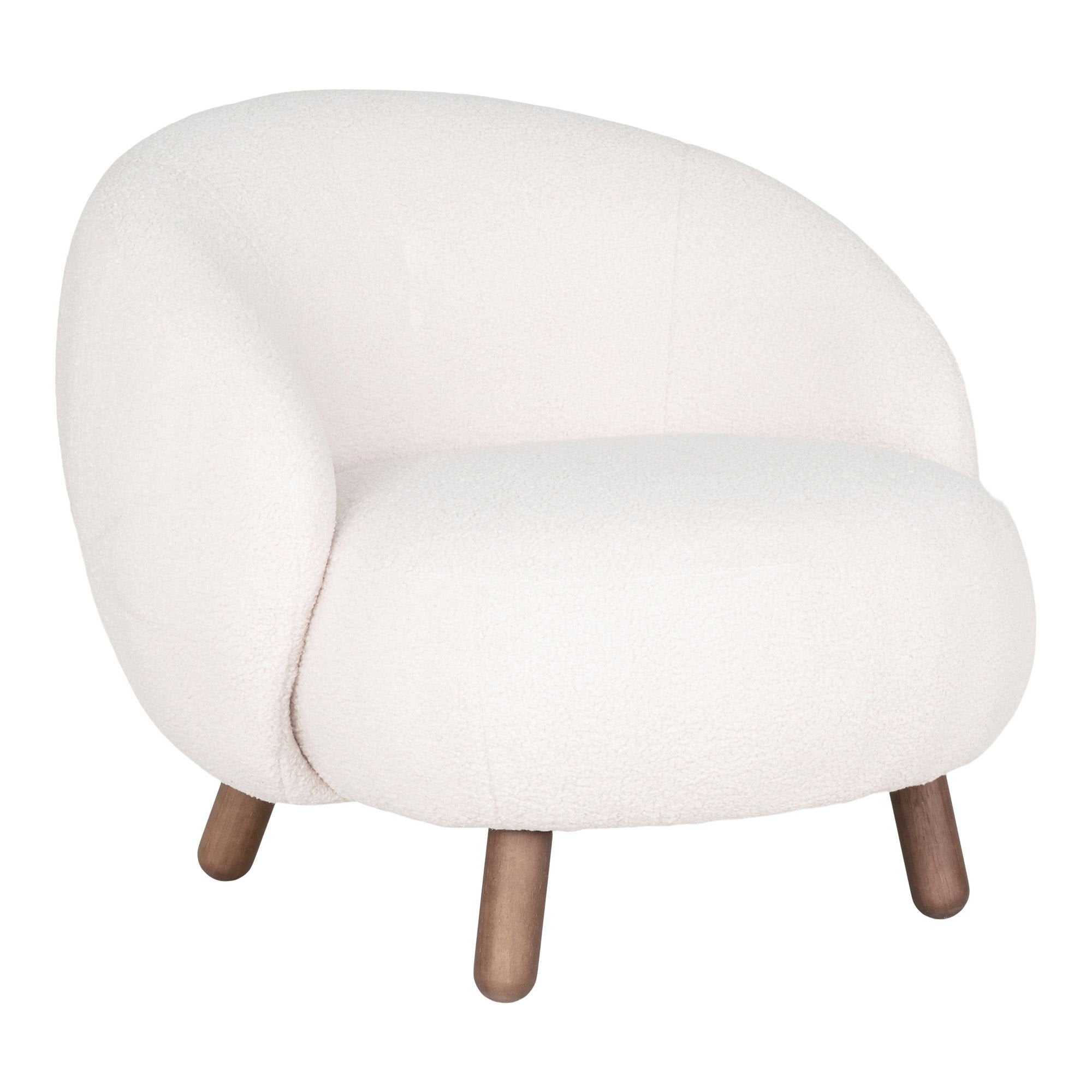 Rebellenclub Fauteuil Bilby - Wit Met Walnoot Poten