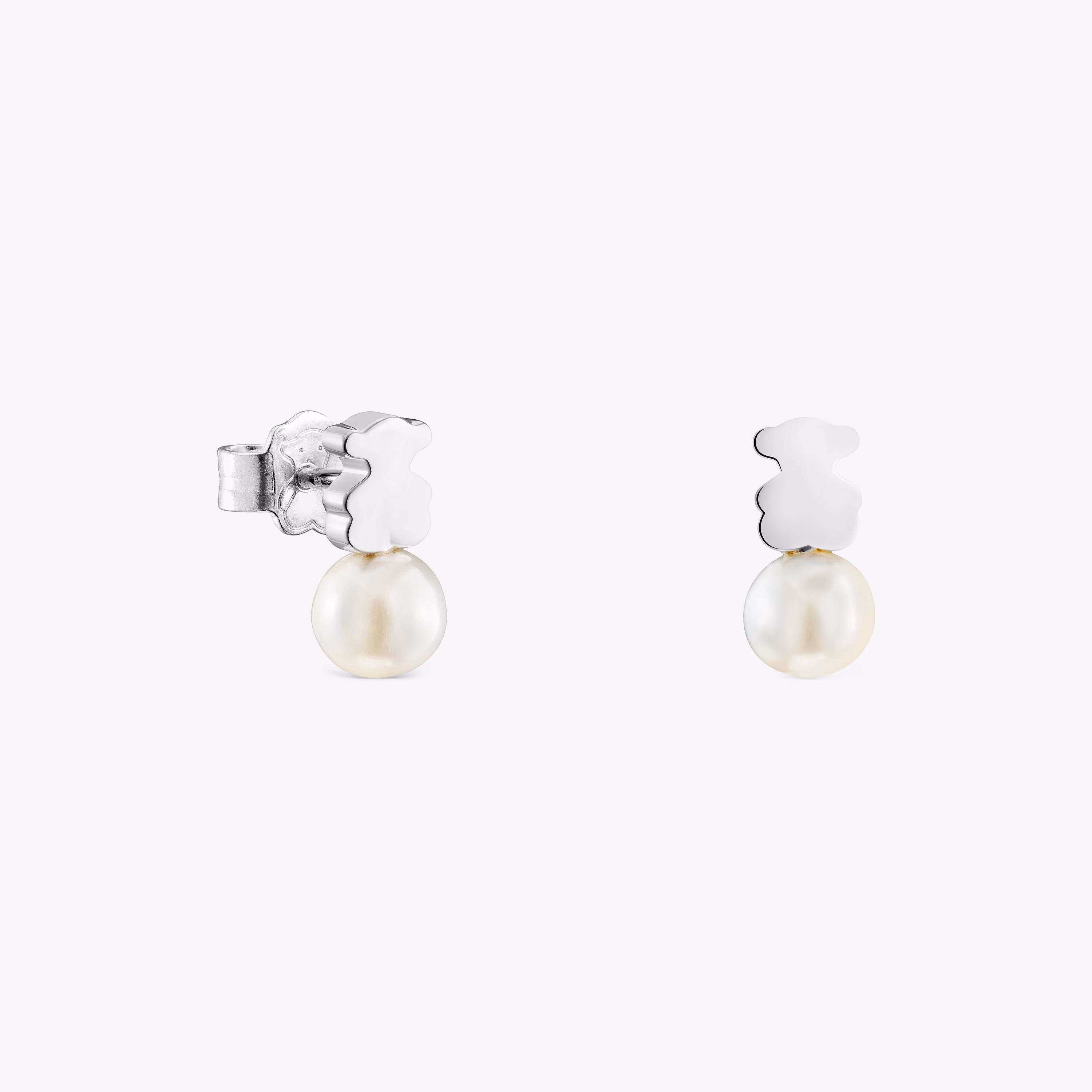 Pendientes oso de plata y perla cultivada de agua dulce 11 mm Sweet Dolls