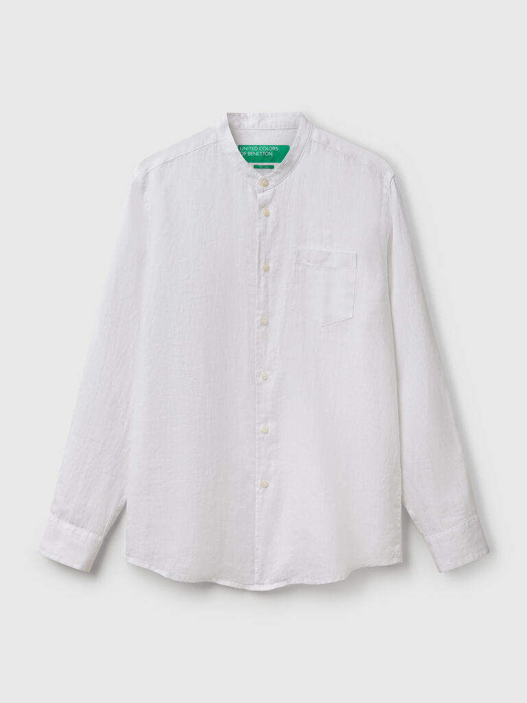 Linen short with Mandarin collar