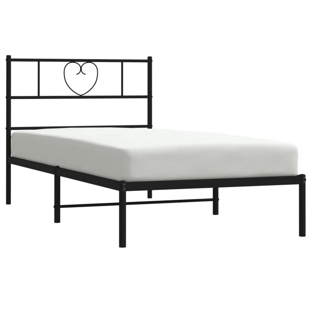 Łóżko Metalowe Czarne Rama Łóżka Ze Stelażem Do Pokoju Sypialni 90x190 cm