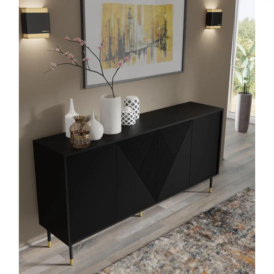 WOODY dressoir 4D 180 cm mat zwart