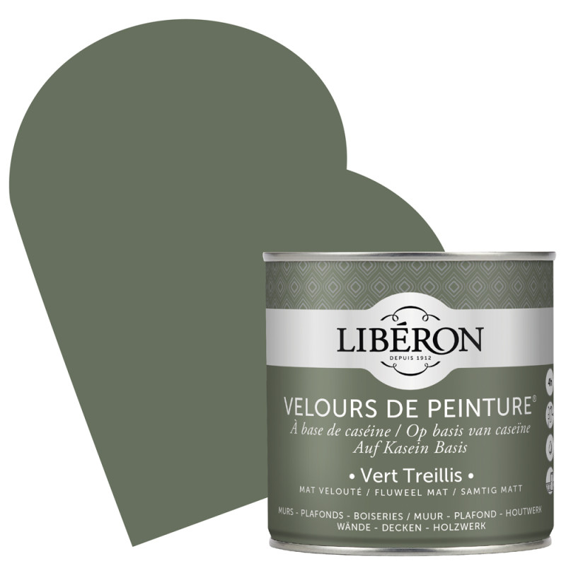 Peinture pour murs Velours de Peinture vert treillis mat 0,5 L LIBERON