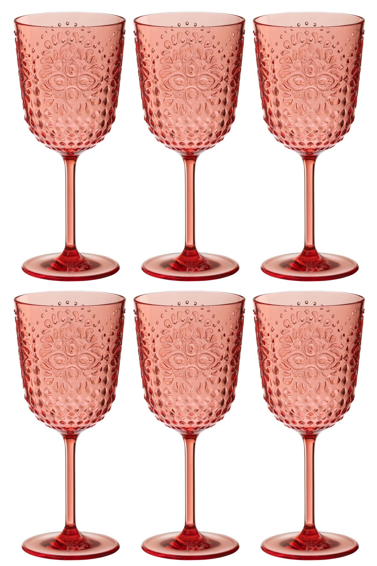 J-Line wijnglas Acryl - kunststof - rood - doos van 6