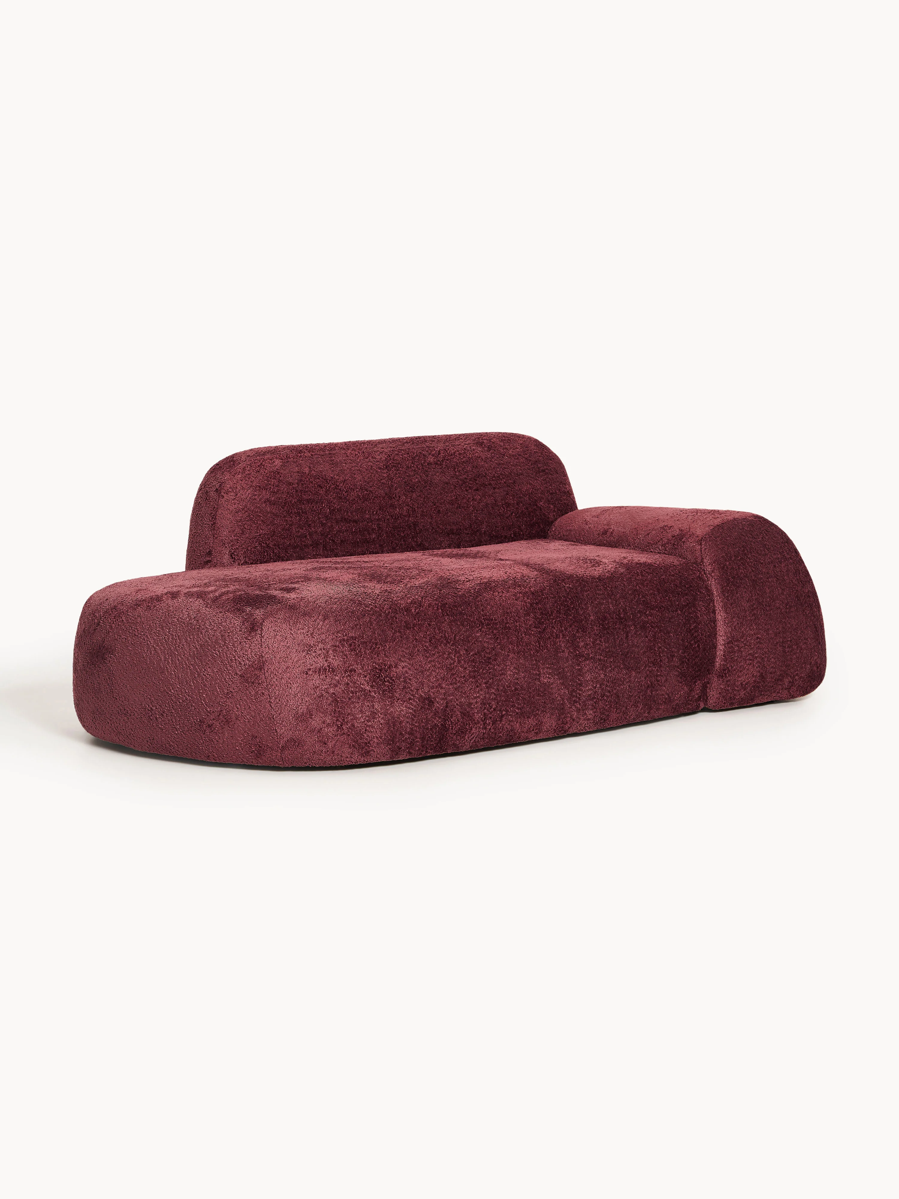 Sofa Wolke (2-Sitzer) aus Teddy-Bouclé mit Chaiselongue