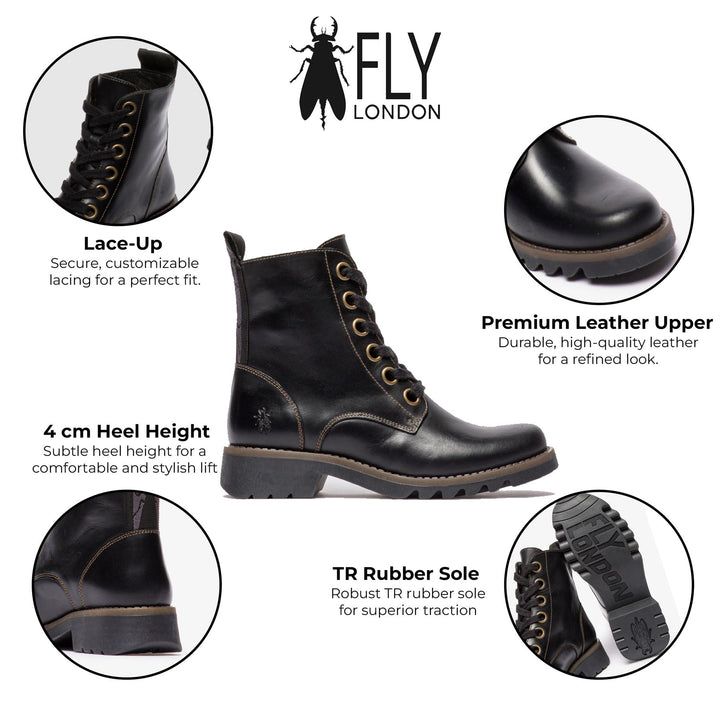 Infinity Leather RAGI539 Casual Rug Leather Lace-up Ankle Boots