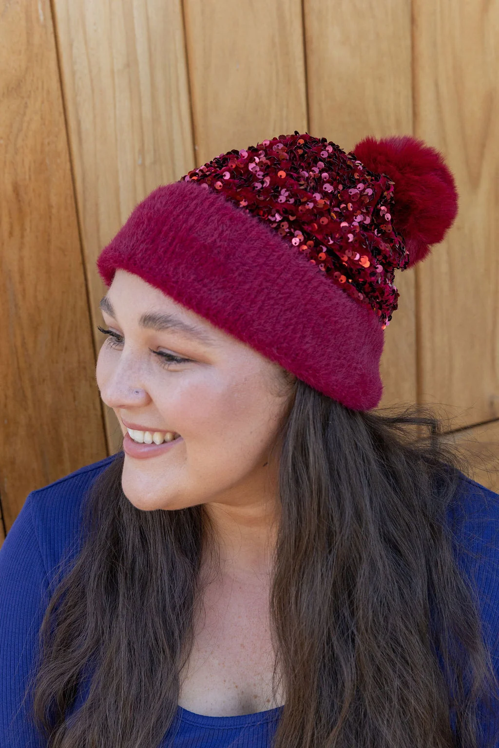Glitzy Beanie in Burgundy