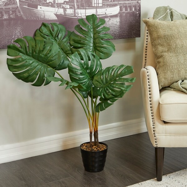 Green Vinyl Contemporary Artificial Tree - 36 x 20 x 20