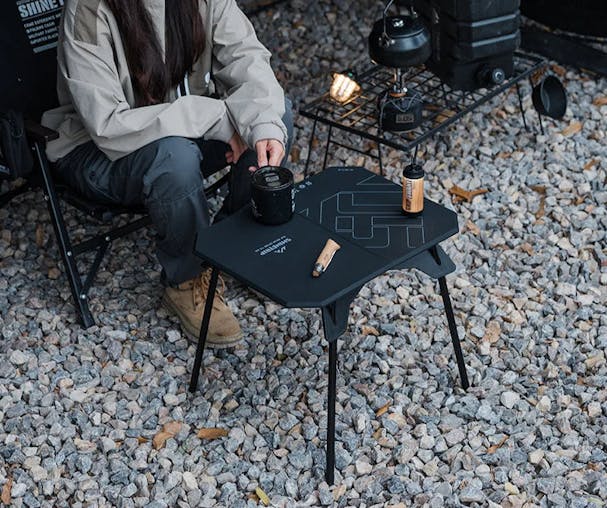 NNEOBA Ultralight Dual-Purpose Camping Adjustable Folding ABS Table Blac