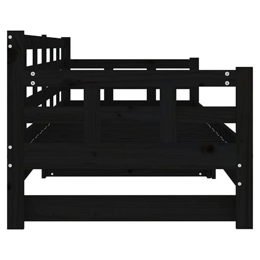 NNEVL Pull-out Day Bed Black Solid Wood Pine 2x(92x187) cm