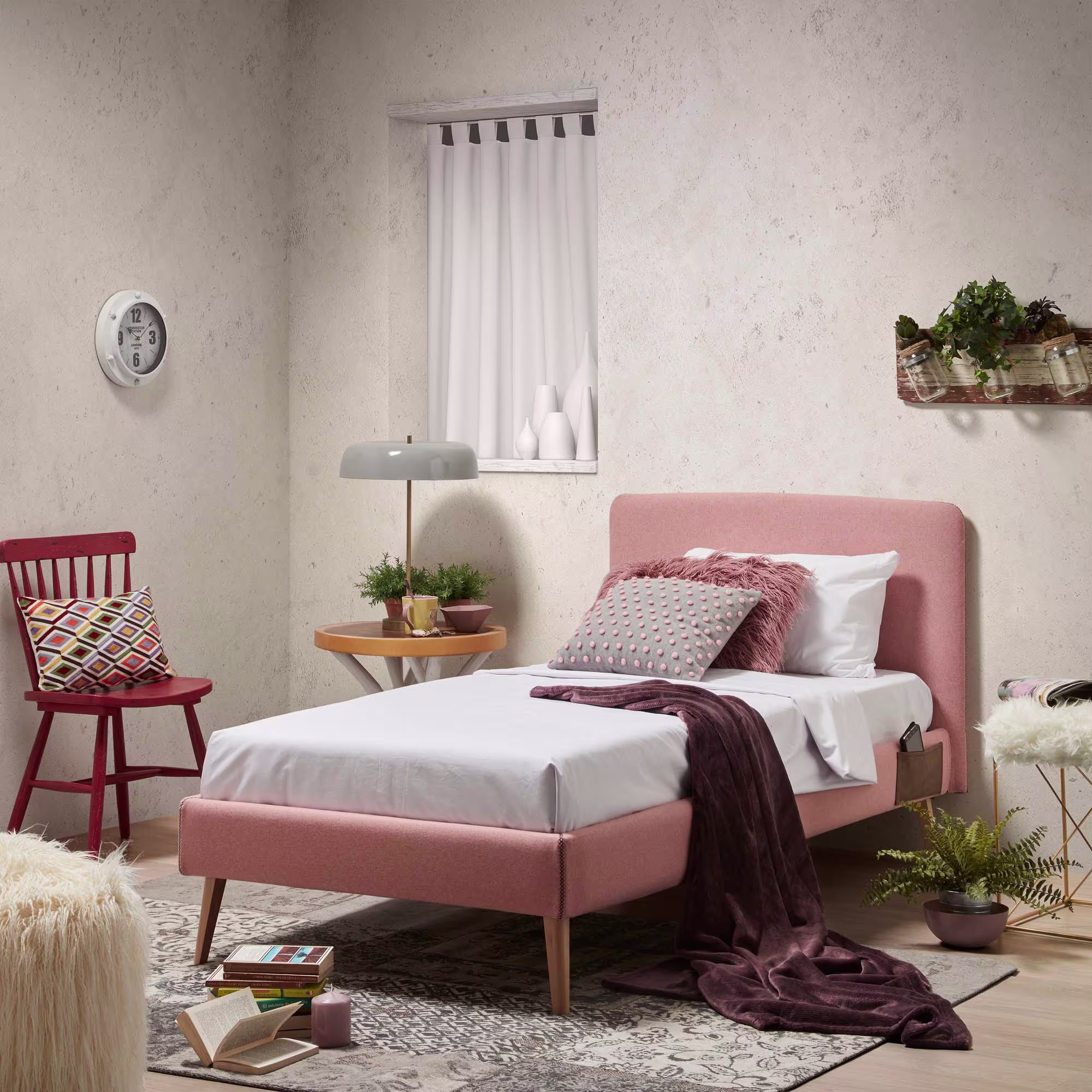 Cabecero desenfundable Dyla rosa para cama de 90 cm