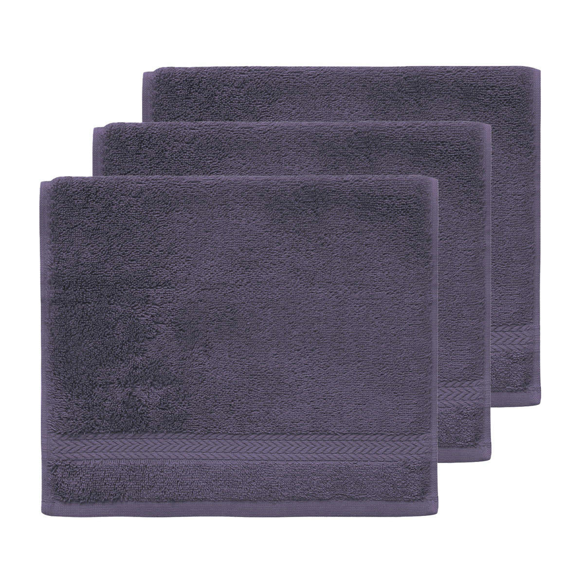LUXURY - Lot de 3 serviettes invité 550gr/m²  myrtille 30x50 cm