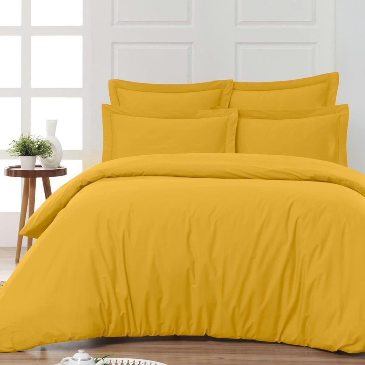 SOFT PERCALE - Drap plat en percale de coton  safran 240x300 cm