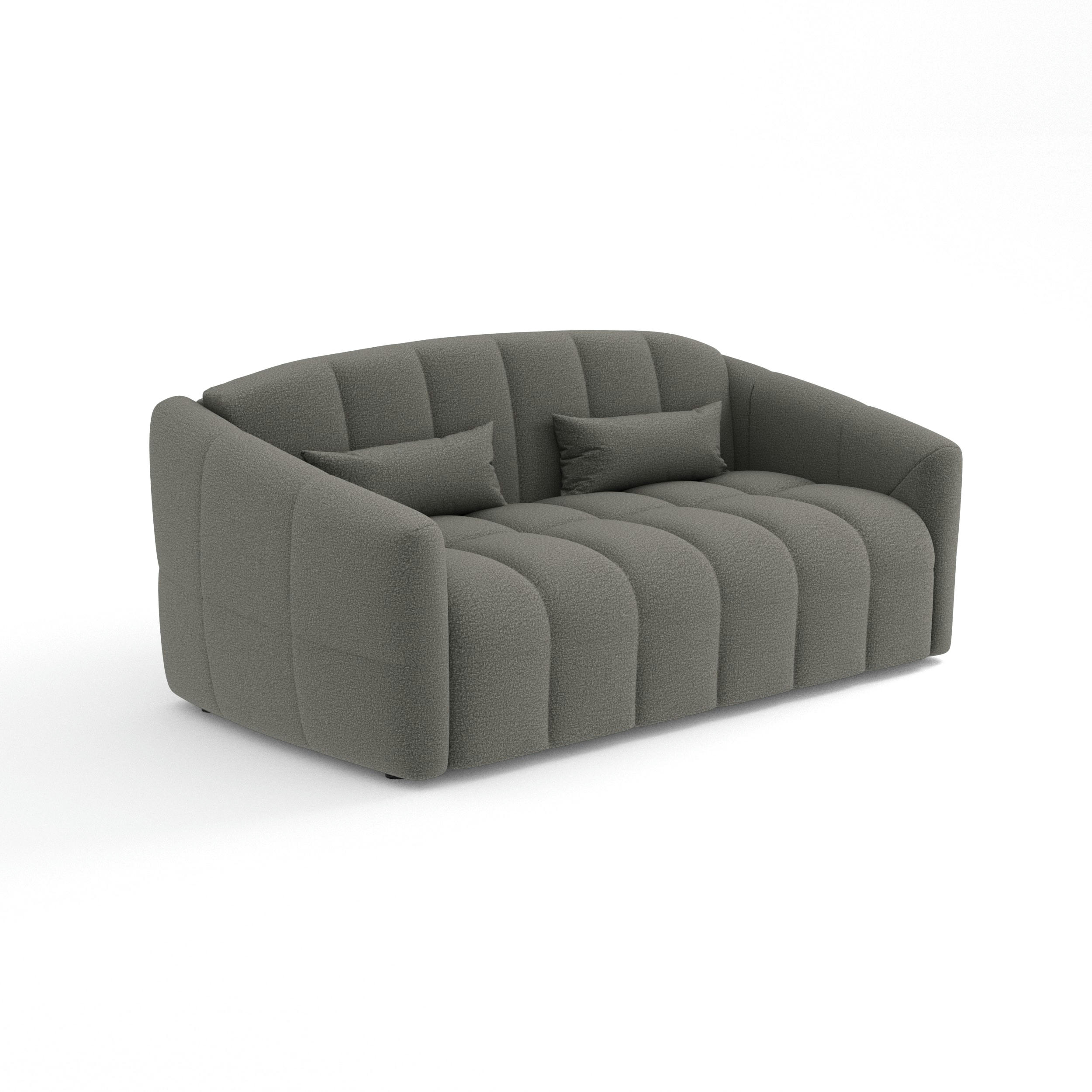 NORA - Canapé convertible express matelas tissu bouclette gris graphite 160cm