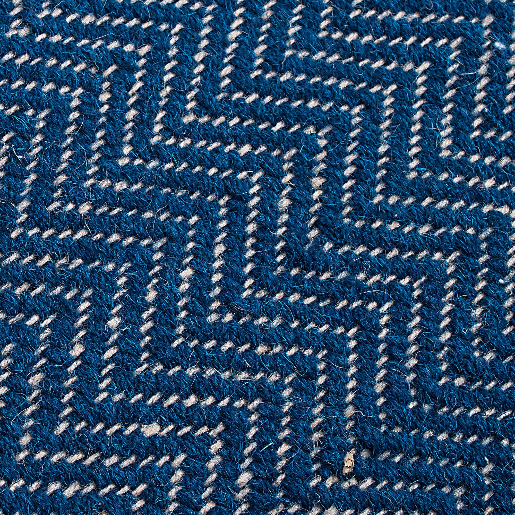 TURAU - Tapis de couloir et laine et jute - bleu figuerolles 60x200cm