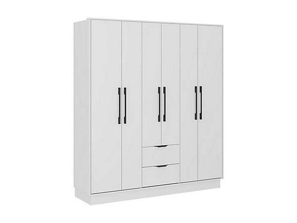 Armoire 6 portes et 2 tiroirs - L162 cm - Blanc - FEOVA