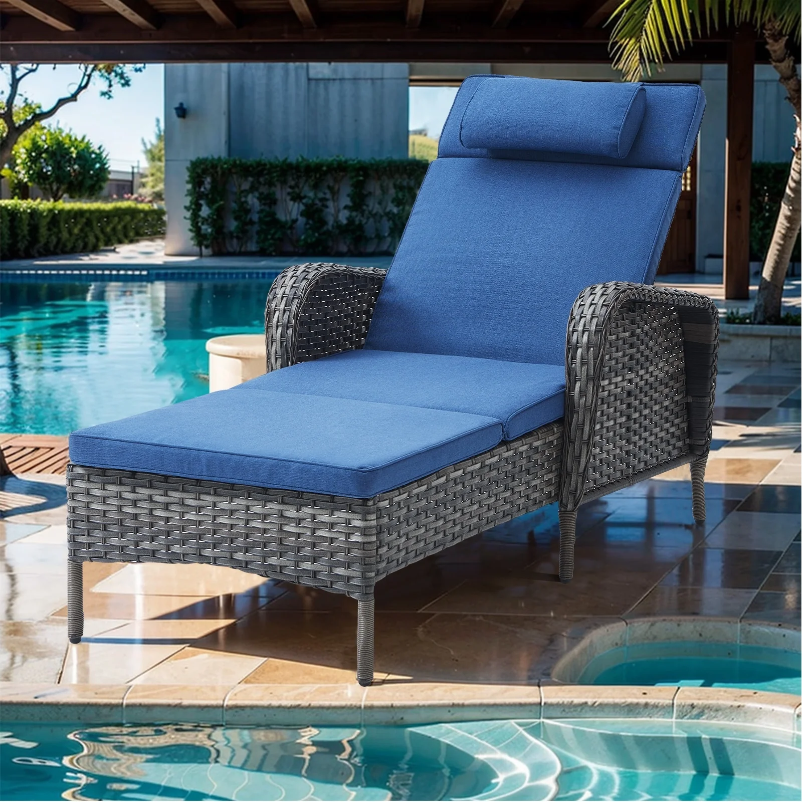 Outdoor Patio Chaise Lounge Chairs with Cushion