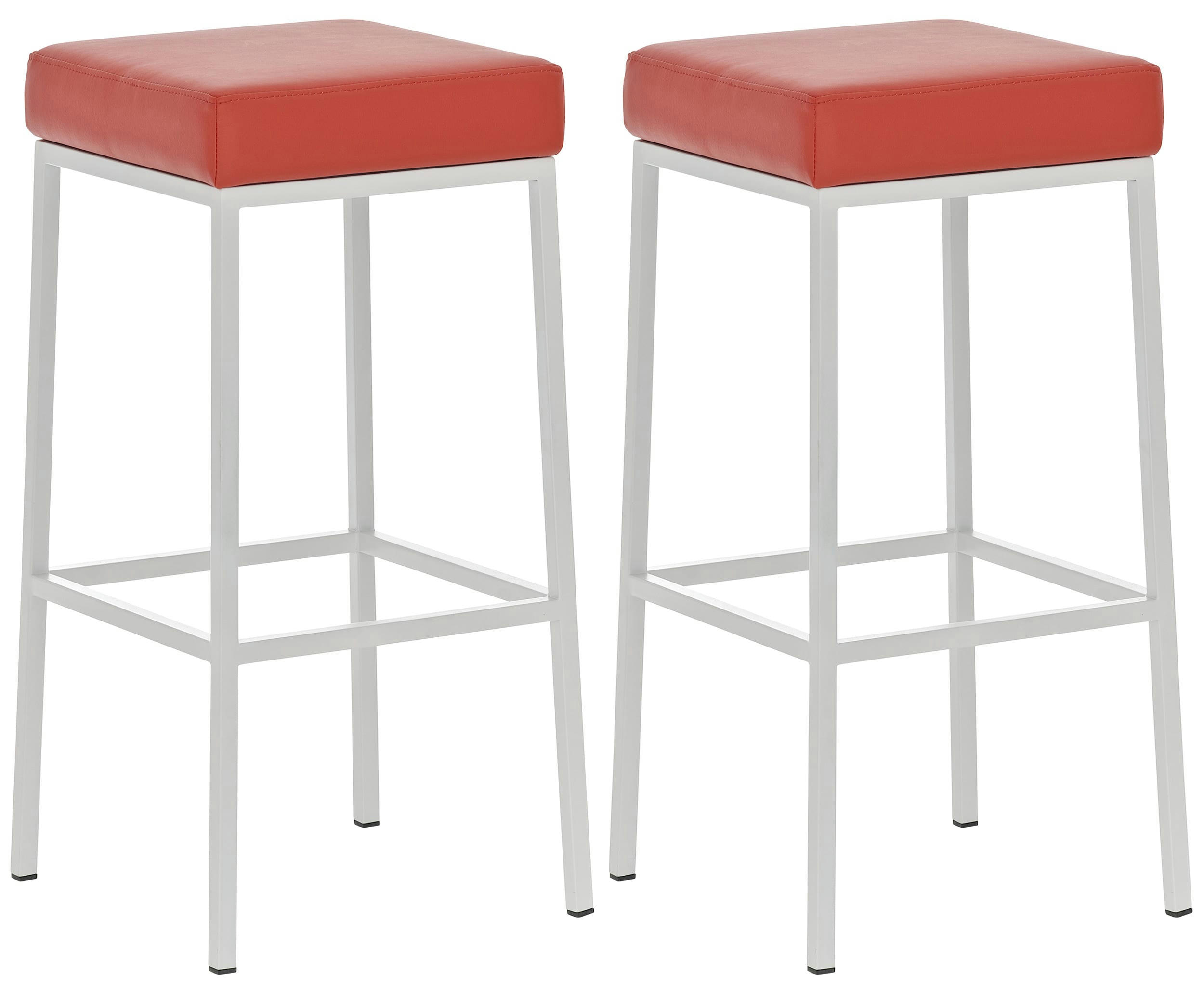 MONTREAL - Lot 2 tabourets de bar avec pieds en métal en similicuir Rouge