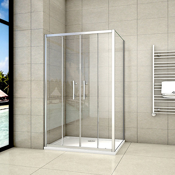 Cabine de douche coulissante - 150 x 100 x 190 cm - 5 mm Verre sécurit transparent - Aluminium chromé