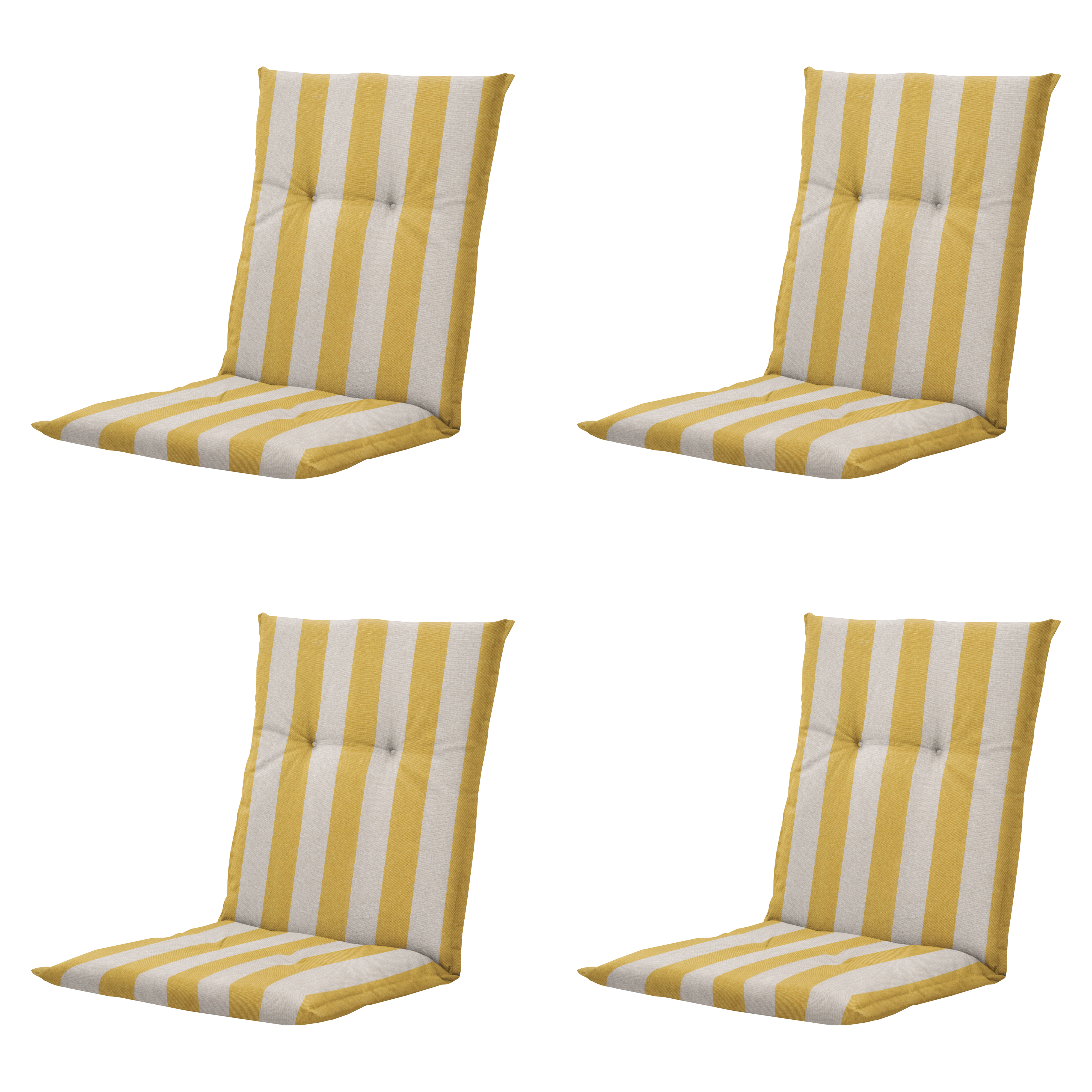 Madison tuinstoelkussen lage rug Amora - geel - 105x50x6cm - set van 4