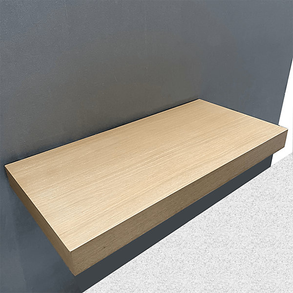 AVA - Plan de Salle de bain 100cm en Chêne Naturel épaisseur 9cm   Fixations - Plan Vasque et Meuble évier