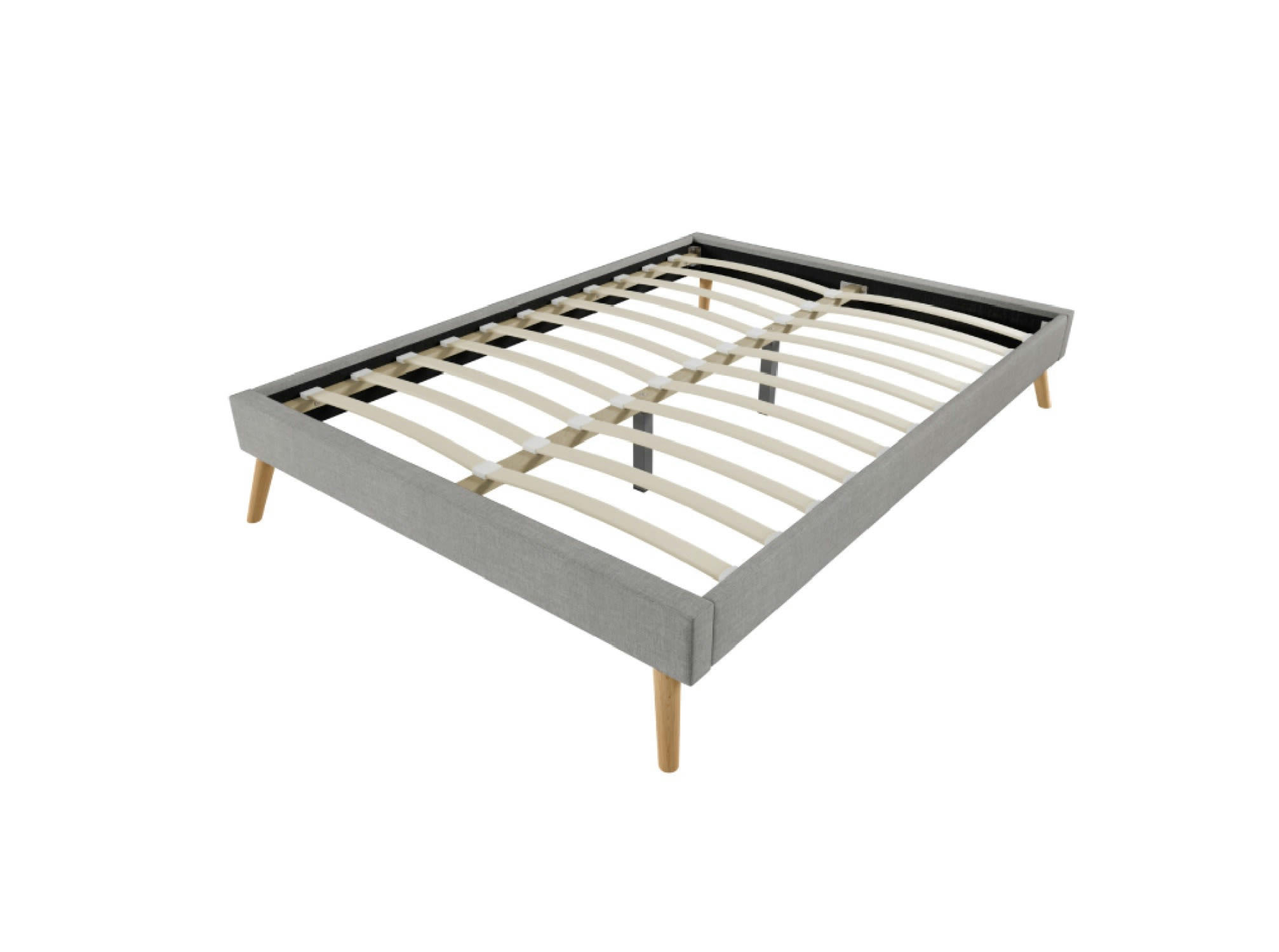 LORA - Cadre de lit avec sommier à lattes - Gris clair - Largeur 140 cm