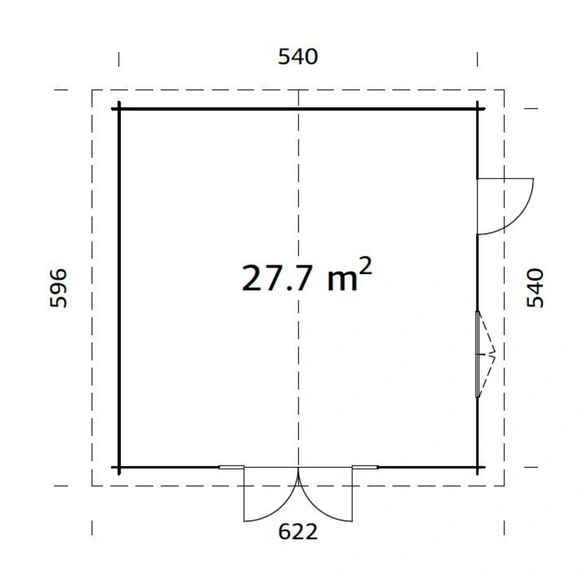 Blockbohlenhaus »Irene«, Holz, BxHxT: 622 x 312 x 596 cm (Außenmaße inkl. Dachüberstand)