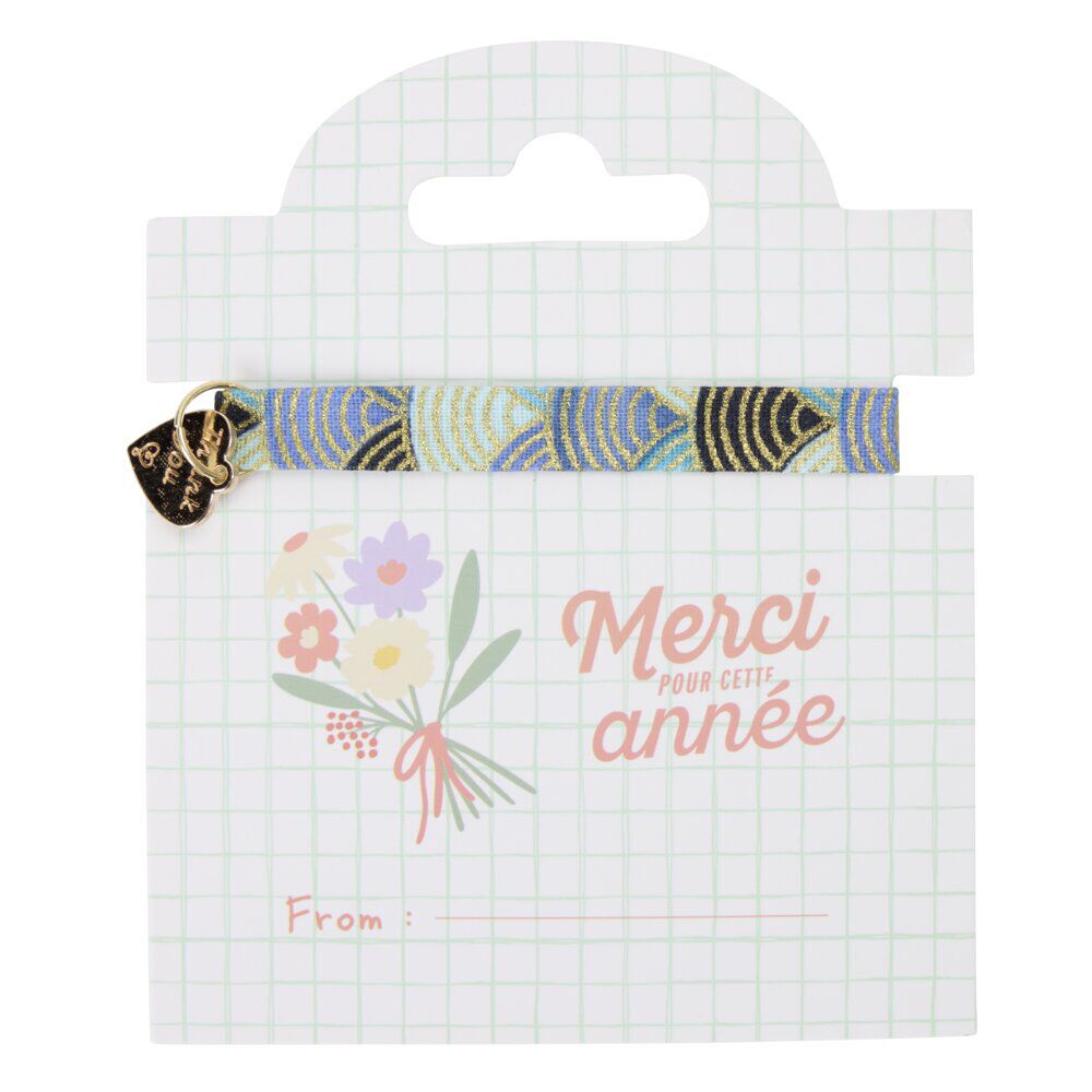 Bracelet remerciement Merci pour cette année pampille coeur L10cm (3 modèles)