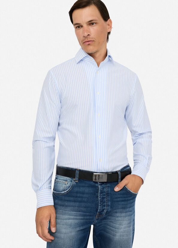 Cintura in pelle con fibbia logata