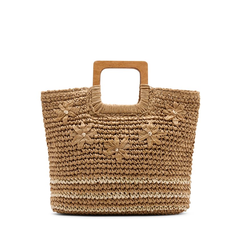 Manfield Beige raffia handtas