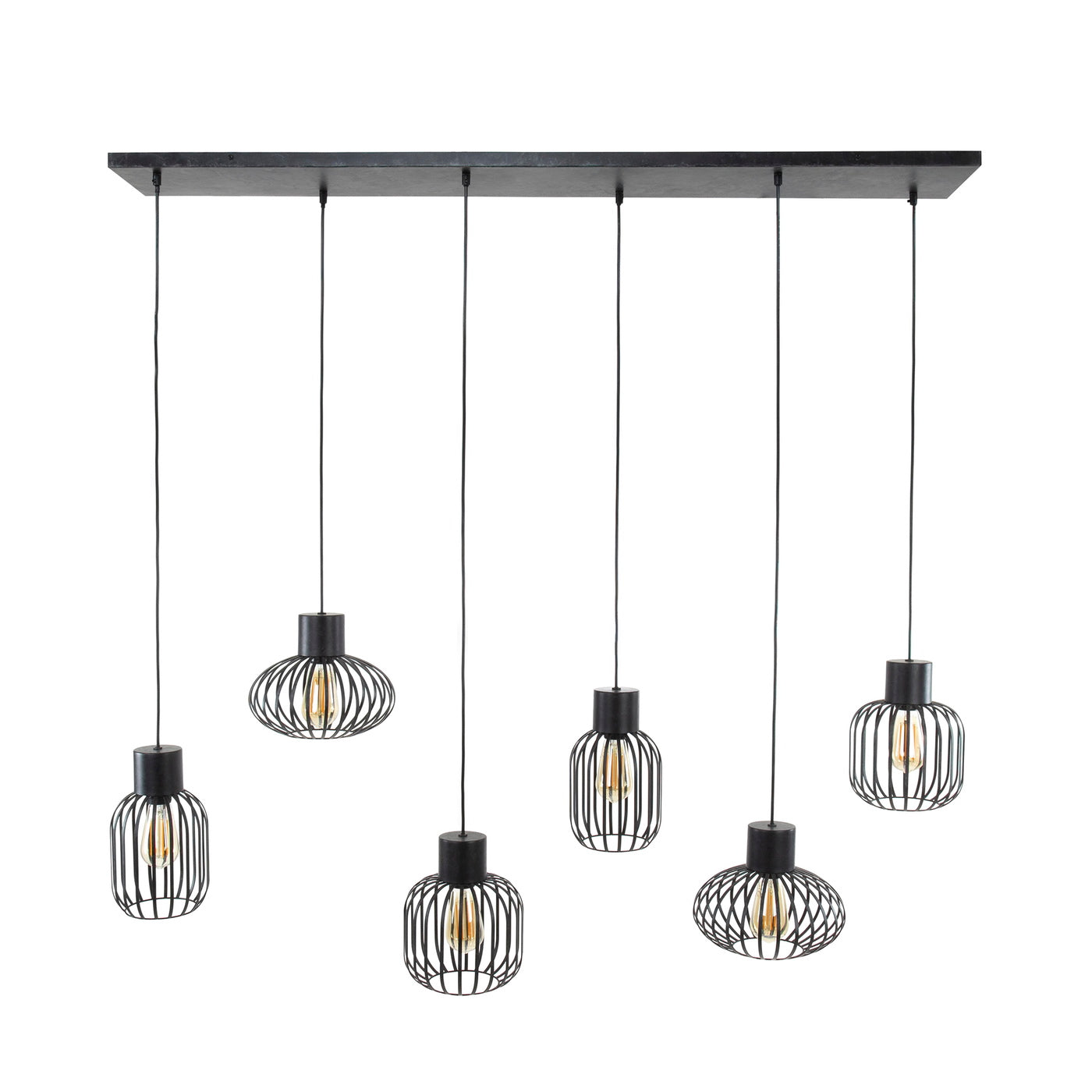 Giga Meubel Hanglamp Mix - Zwart Metaal - 6-Lichts - 150x145x28cm
